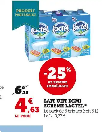 U Express Lactel lait uht demi ecreme offre