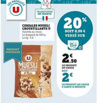 Super U U cereales muesli croustillants offre