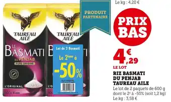 Super U Taureau aile riz basmati du penjab offre