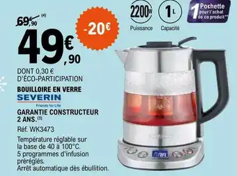 E.Leclerc Bouilloire en verre severin offre
