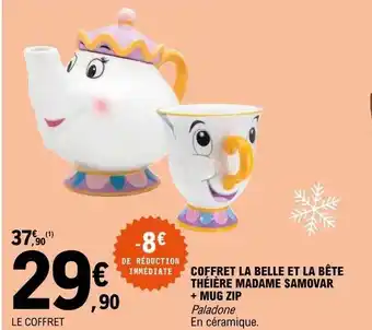 E.Leclerc Coffret la belle et la bête théière madame samovar + mug zip offre