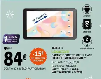 E.Leclerc Tablette logicom 10,1 offre