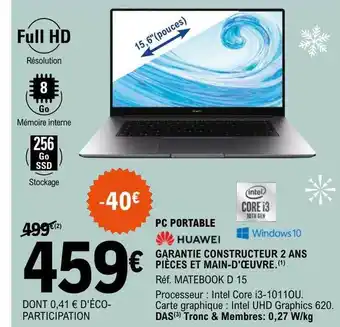 E.Leclerc Pc portable huawei 15,6 offre