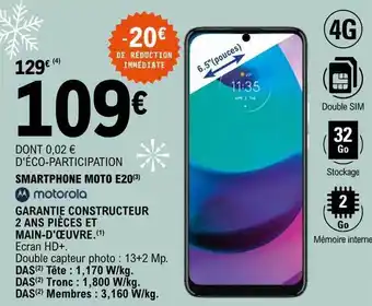 E.Leclerc Smartphone moto e20 motorola offre