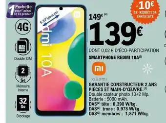 E.Leclerc Smartphone redmi 10a xiaomi offre
