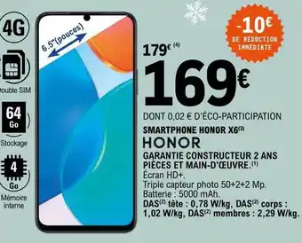 E.Leclerc Smartphone honor x6 offre