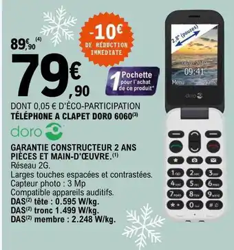 E.Leclerc Téléphone à clipet doro 6060 offre