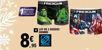 E.Leclerc Lot de 2 boxers homme freegun offre
