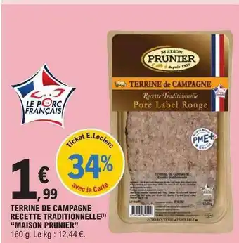 E.Leclerc Terrine de campagne recette traditionnelle offre