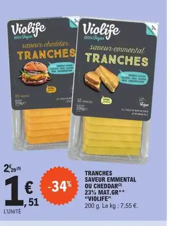 E.Leclerc Tranches saveur emmental ou cheddar 23% mat. gr. offre