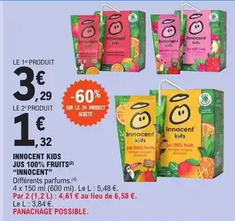 E.Leclerc Innocent kids jus 100% fruits offre