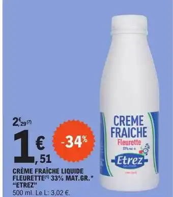 Crème fraîche liquide fleurette 33% mat. gr.