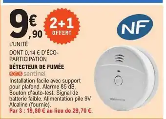 E.Leclerc Détecteur de fumée scs sentinel offre