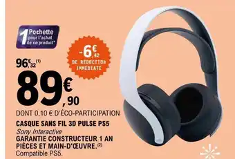 E.Leclerc Casque sans fil 3d pulse ps5 offre