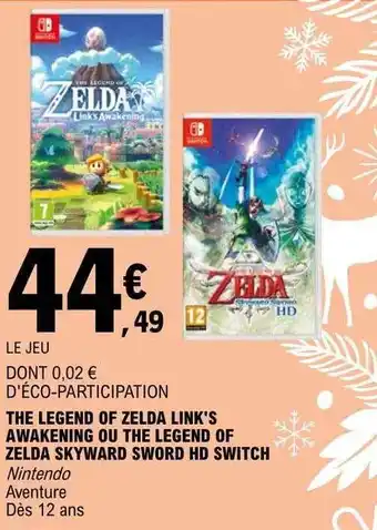 E.Leclerc The legend of zelda link's awakening ou the legend of zelda skyward sword hd switch offre