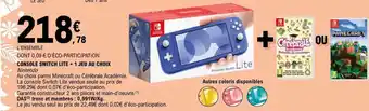 E.Leclerc Console switch lite + 1 jeu au choix nintendo offre
