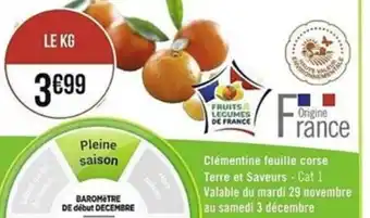 Petit Casino Clémentine feuille corse terre et saveurs offre