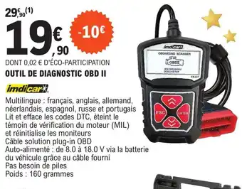 E.Leclerc L'Auto Outil de Diagnostic OBD II offre