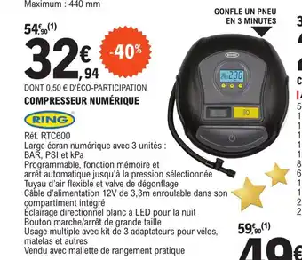 E.Leclerc L'Auto Compresseur Numerique offre
