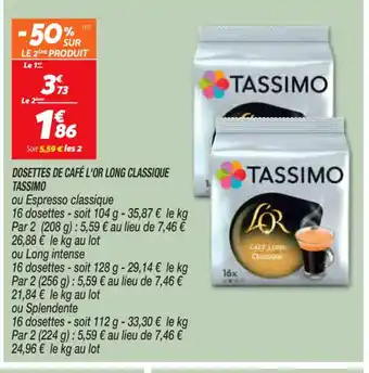 Netto Dosettes de Cafe l'Or Long Classique Tassimo offre