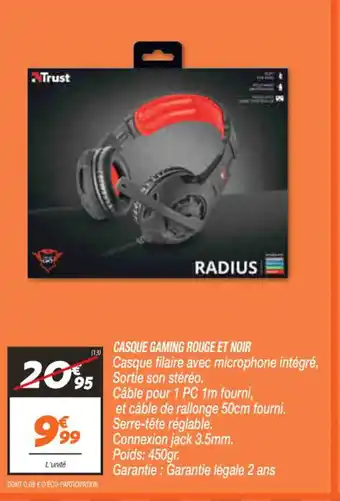 Netto Casque gaming Rouge Et Noir offre
