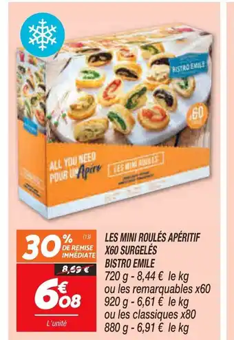Netto Les Mini Roules Aperitif x60 Surgeles Bistro Emile offre
