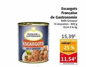 Colruyt Escargots française de gastronomie belle grosseur 10 douzaines offre