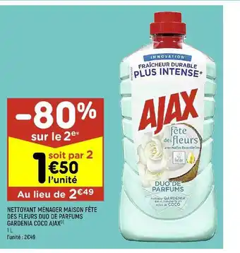 Leader Price Nettoyant ménager maison fête des fleurs duo de parfums gardena coco ajax offre
