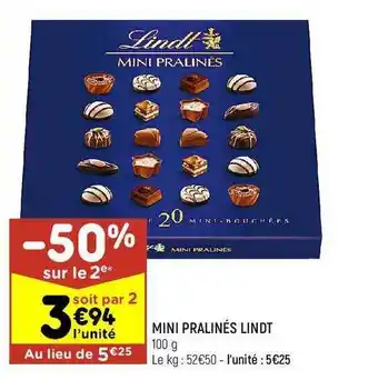 Leader Price Mini pralinés lindt offre