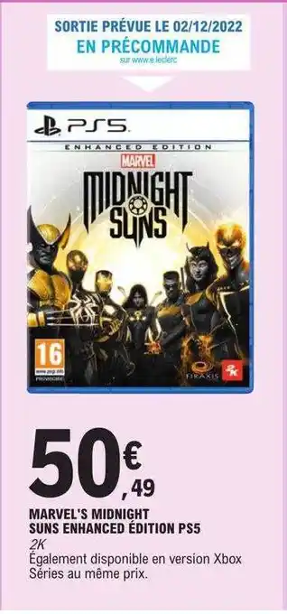 E.Leclerc Marvel's midnight suns enhanced édition ps5 offre