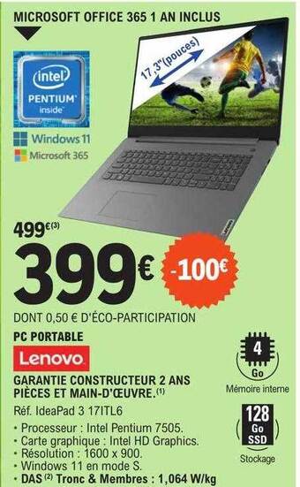 E.Leclerc Pc portable lenovo offre
