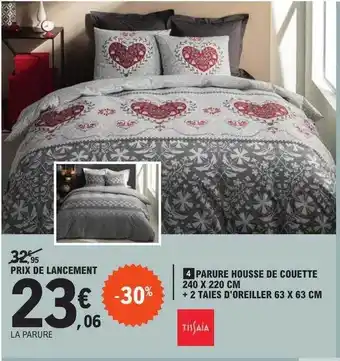 E.Leclerc Parure housse de couette 240 x 200 cm + 2 taies d'oreiller 63 x 63 cm offre