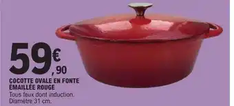 E.Leclerc Cocotte ovale en fonte émaillée rouge offre