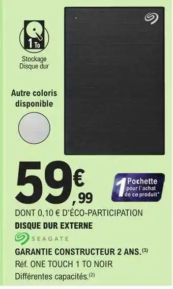 E.Leclerc Disque dur externe seagate offre