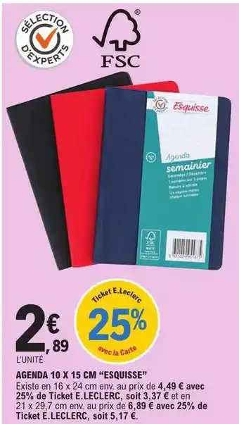 E.Leclerc Agenda 10 x 15 cm offre