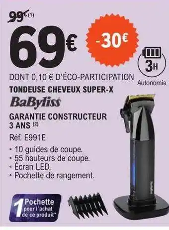 E.Leclerc Tondeuse cheveux super-x babyliss offre