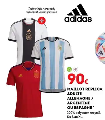 Sport 2000 Adidas maillot replica adulte allemagne / argentine ou espagne offre