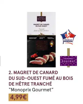 Monoprix Monoprix gourmet magret de canard du sud-ouest fumé au bois de hêtre tranché offre