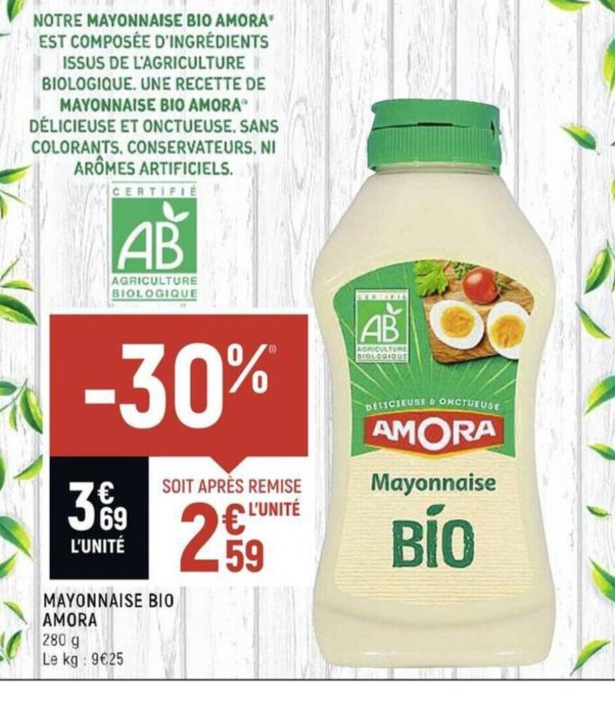 Promo Mayonnaise Bio Amora chez Spar