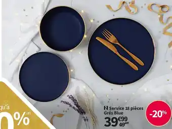 Service 18 pièces gres blue
