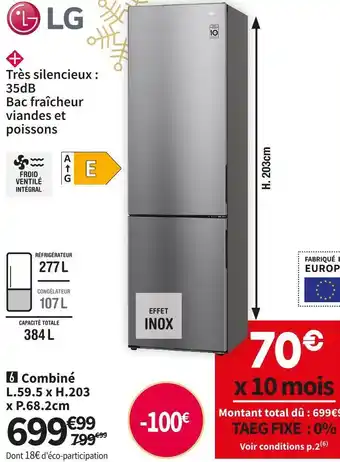 Conforama Lg réf. combiné gbb62pzjec offre