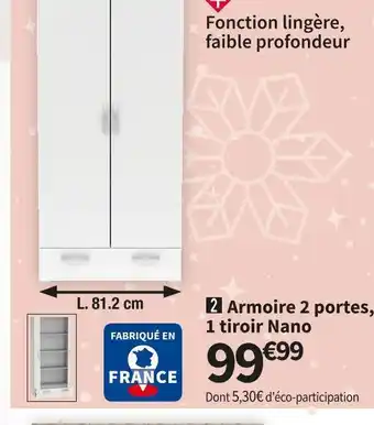 Conforama Armoire 2 portes, 1 tiroir nano offre