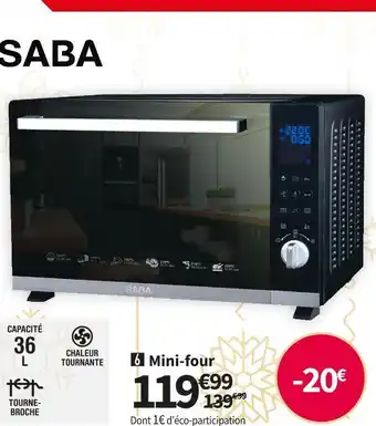 Conforama Saba mini-four mfe36mir offre