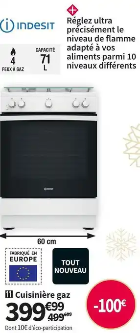 Conforama Indesit cuisinière gaz is67g1kmw/e offre