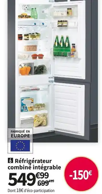 Conforama Whirlpool réfrigérateur combiné intégrable art6614sf1 offre