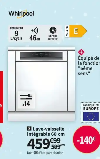 Conforama Whirlpool lave-vaisselle wbc3c26x offre