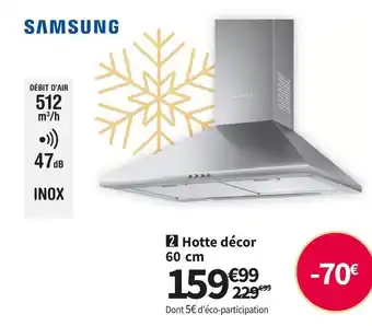 Samsung hotte décor 60 cm nk24m3050ps/ur
