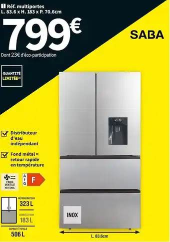 Conforama Saba réf. multiportes frd5021wdil offre