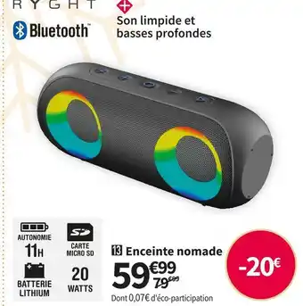 Conforama Ryght enceinte nomade toogo-l offre