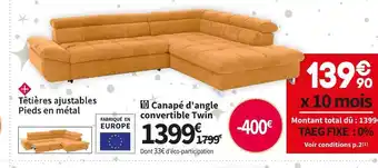 Conforama Canapé d'angle convertible twin offre